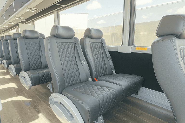 interior of Folsom Coach Bus Service charter bus