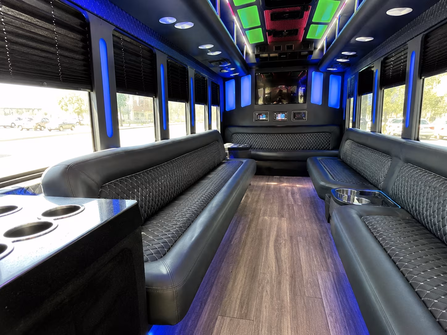 folsom 15 passenger party bus inside