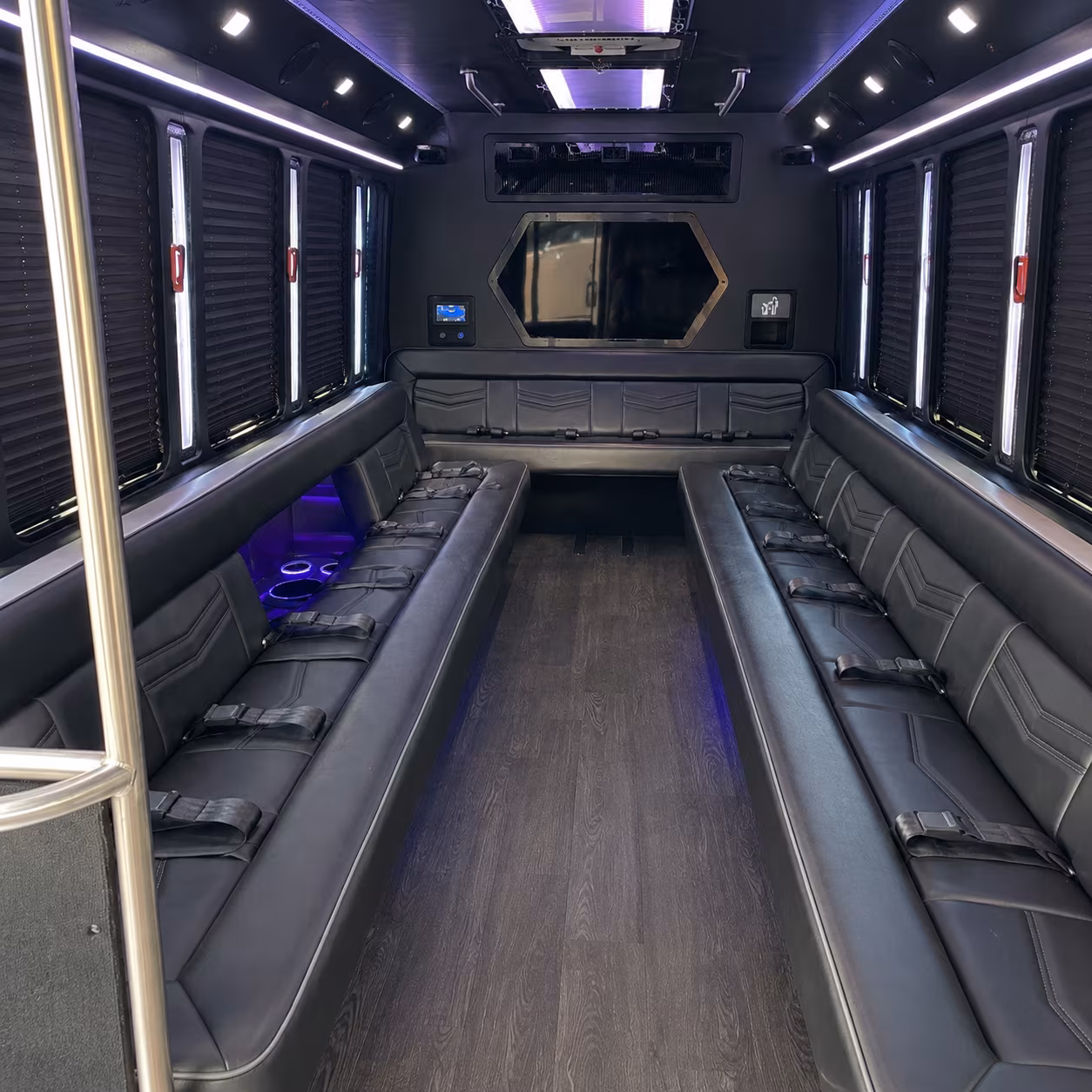 folsom 18 passenger party bus interior