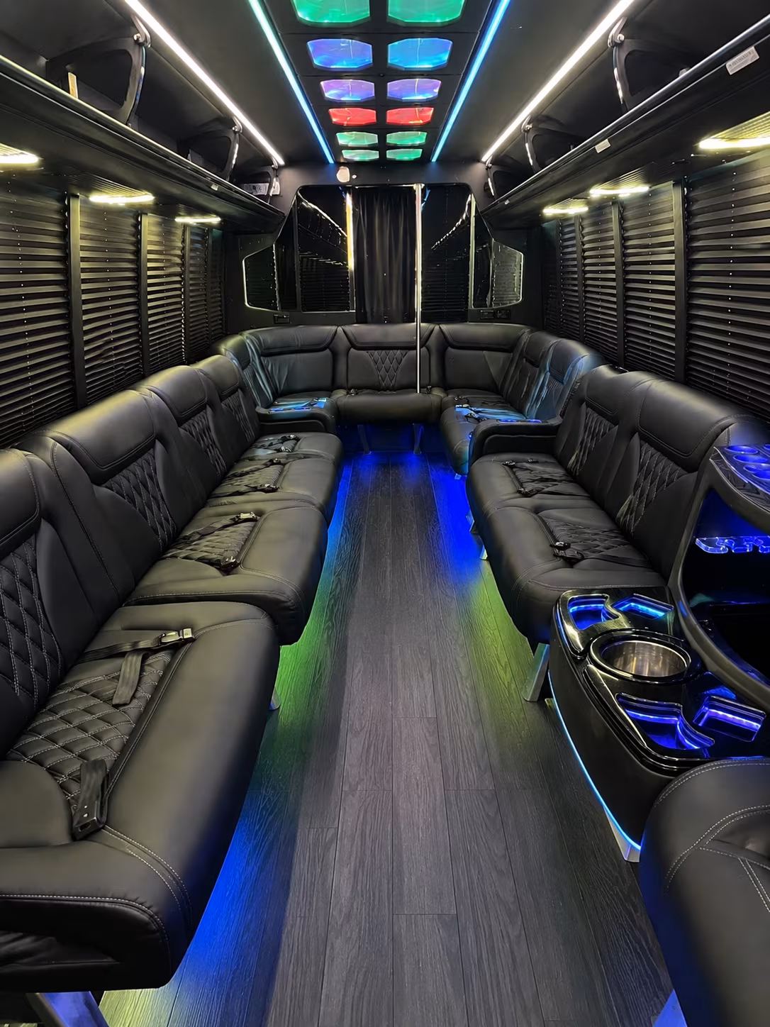 folsom 20 passenger party bus interior